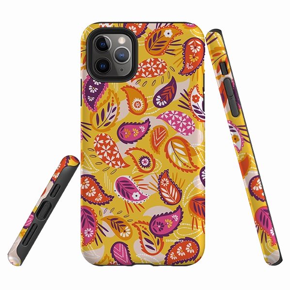 iPhone Tough Case - Paisley Yellow By Ali Brookes Luxury Surface