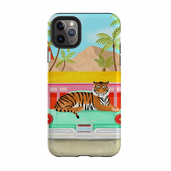 iPhone Tough Case - Palm Motel Tiger By Bex Parkin Rugged Texture Design