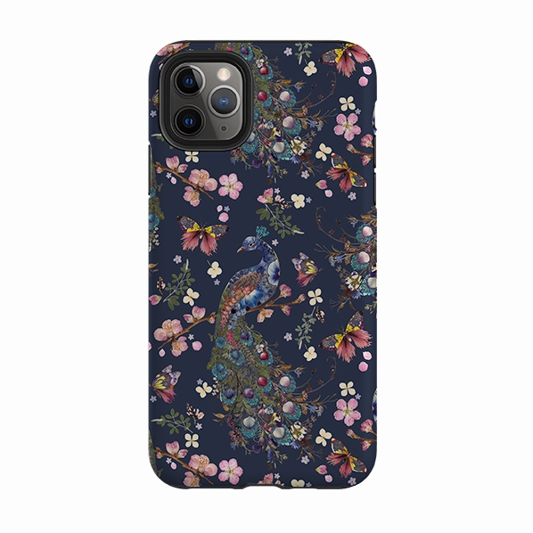 iPhone Tough Case - Peacock and Cherry Blossoms Iris By Helen Ahpornsiri Hand Feel