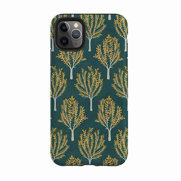Premium Material Soft Finish Layer iPhone Tough Case - Pear Trees Teal By Katherine Quinn