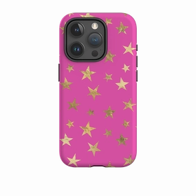 iPhone Tough Case - Pink and Gold Stars Personal Style Trendy Finish