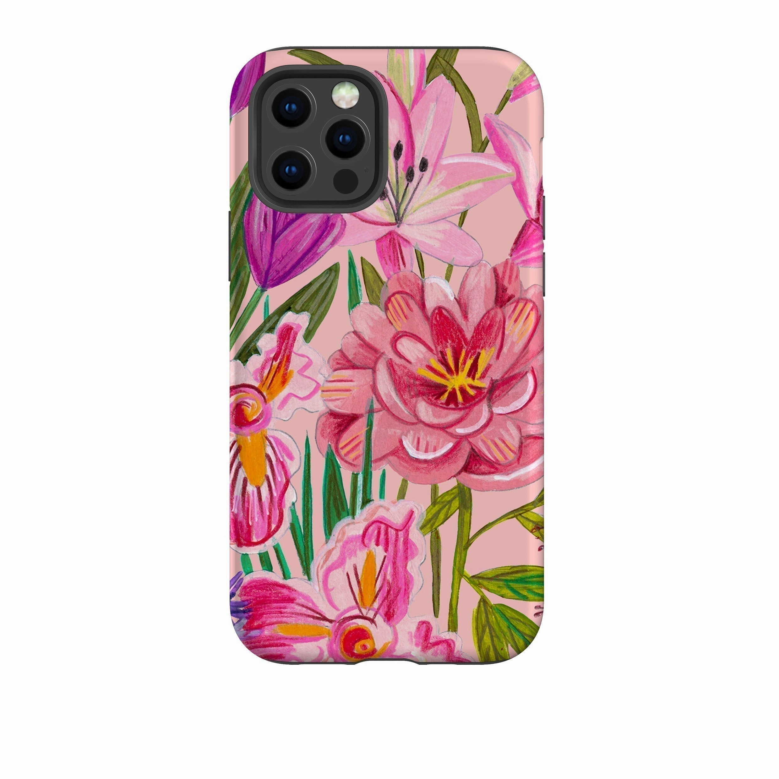 iPhone Tough Case - Pink Floral By Caroline Bonne Muller Polished Finish Texture