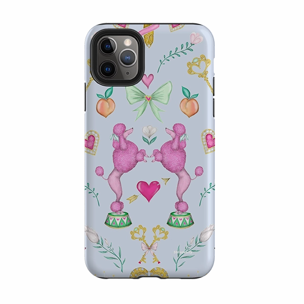 Protective Quality Impact shield iPhone Tough Case - Pink Poodle Parlour Powder By Catherine Rowe