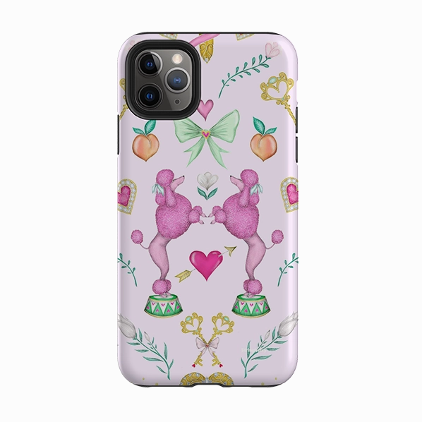 Outdoor Use Reusable Material iPhone Tough Case - Pink Poodle Parlour Sugar By Catherine Rowe