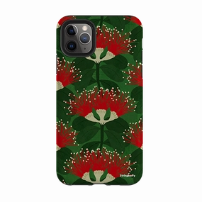 daily accessory Vivid colors iPhone Tough Case - Pohutukawa Green And Red By Katherine Quinn