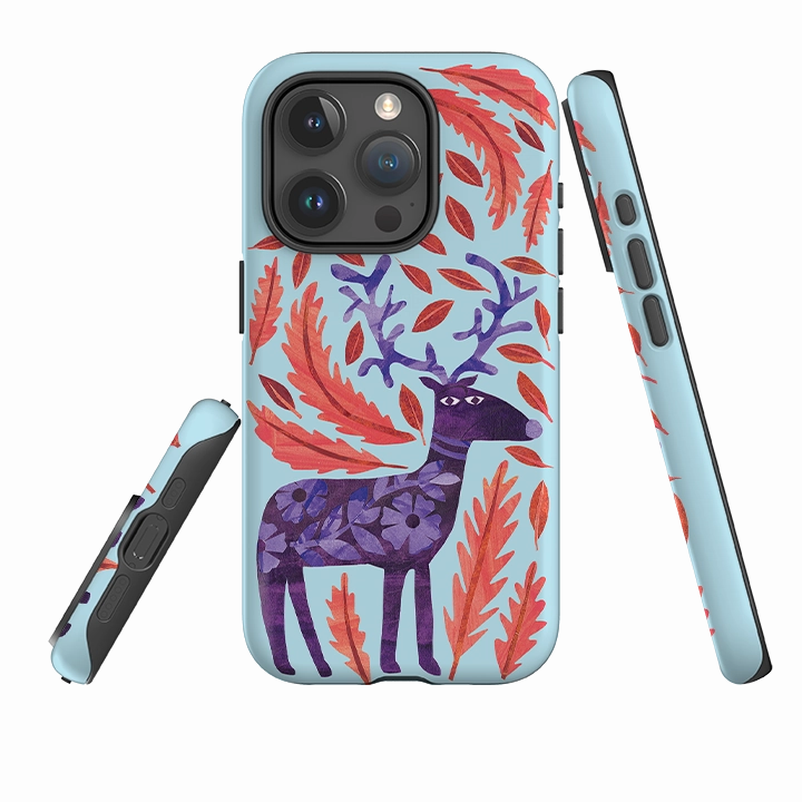 iPhone Tough Case - Purple Reindeer By Tracey English Smooth Edge Design Minimal Look