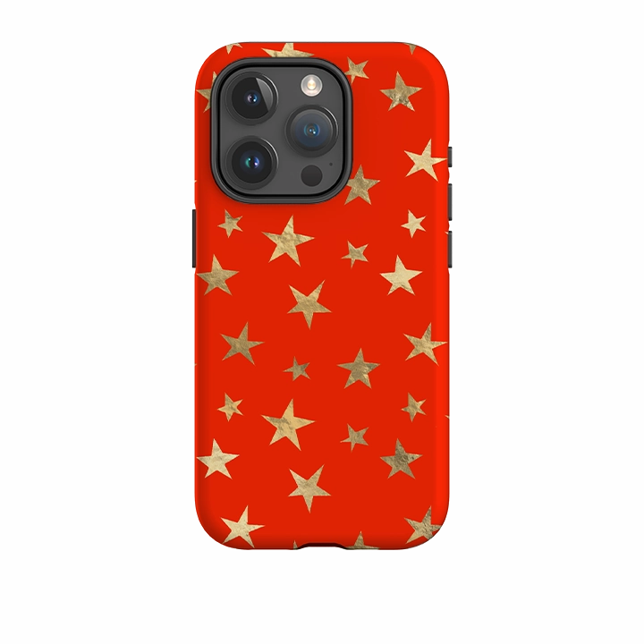 Matte Texture premium design iPhone Tough Case - Red and Gold Stars