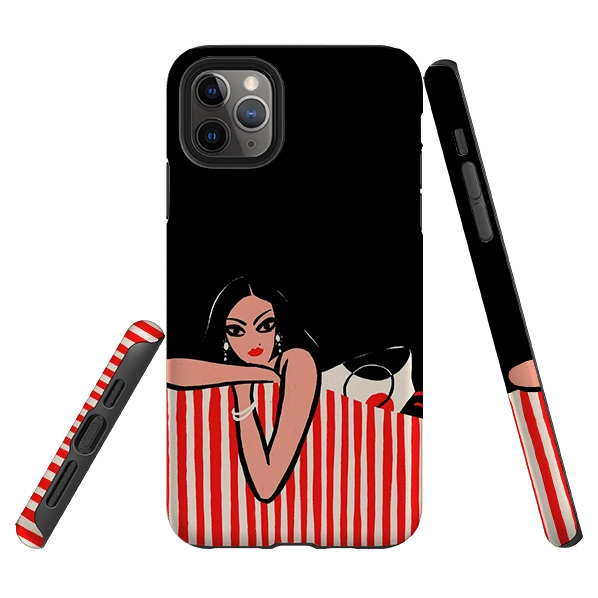 Modern Accent Hybrid Shield iPhone Tough Case - Red Stripe Sofa