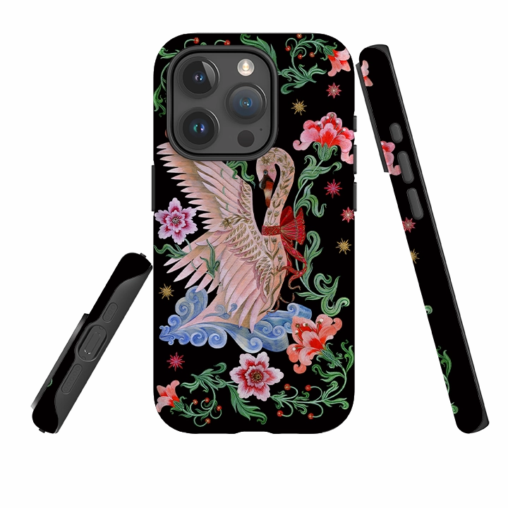 Perfect Fit Luxury Appeal iPhone Tough  Case - Seven Swans A Swimming By Maria Matos