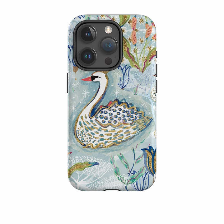 Glossy Finish Look Portable Grip iPhone Tough Case - Seven Swans I By Emma Frances Grant