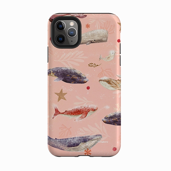 iPhone Tough Case - Sugar Plum Whales By Katherine Quinn Durable Shape Smooth Outline