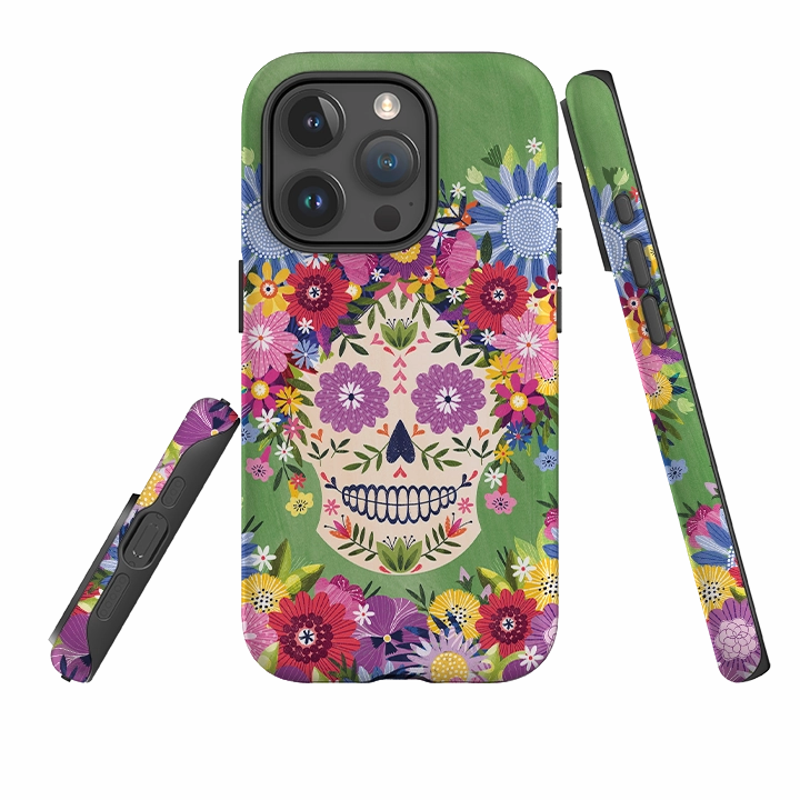 Sleek Grip iPhone Tough Case - Sugar Skull Green By Ali Brookes