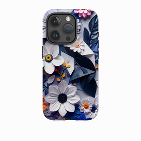 iPhone Tough Case - Summer Blue Florals Port Protection