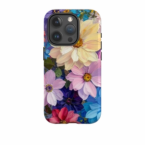 iPhone Tough Case - Summer Floral Blue Garden Hybrid Shield
