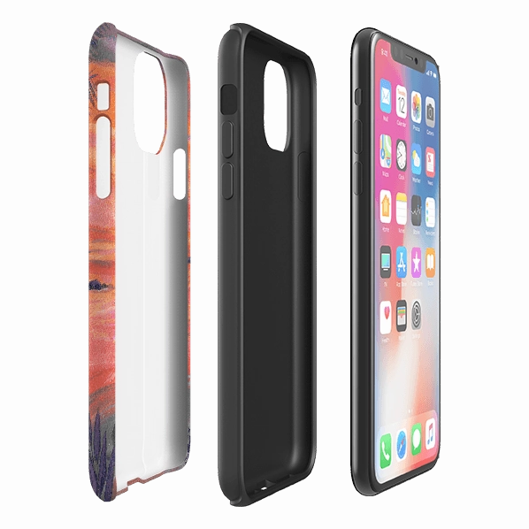 Light Protection iPhone Tough Case - Sunset Cats By Mary Stubberfield