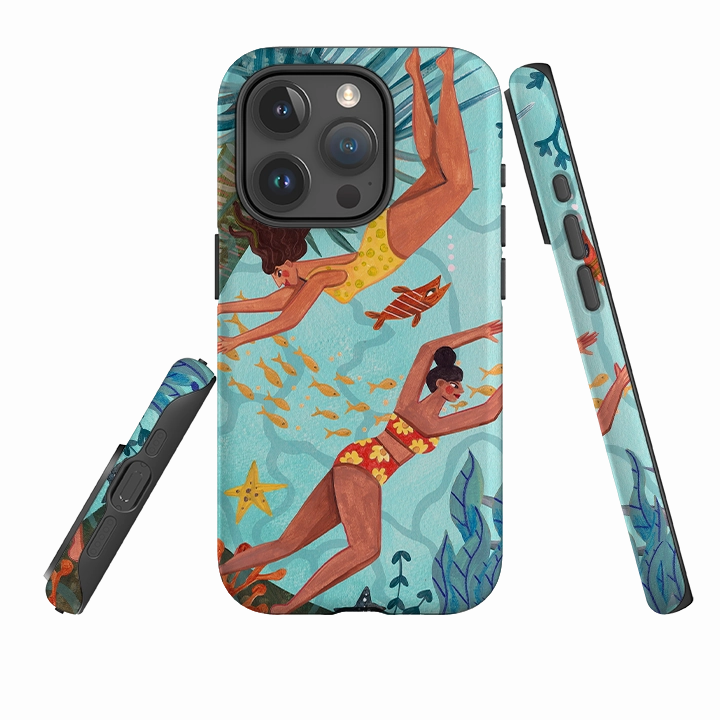 Reusable Material iPhone Tough Case - Swimming By Caroline Bonne Muller