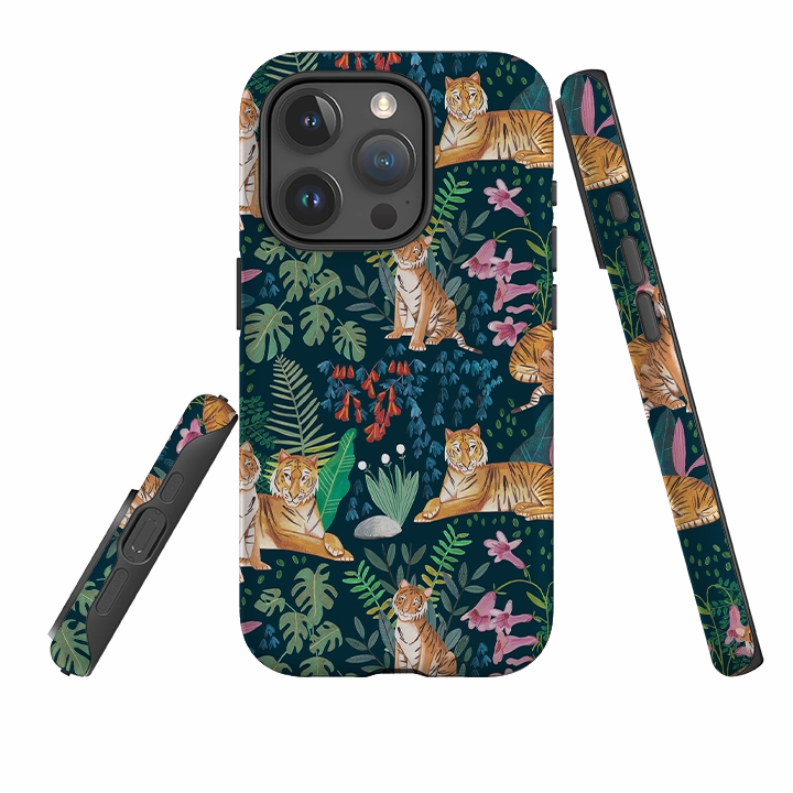 iPhone Tough Case - Tiger Pattern II By Caroline Bonne Muller Protective Frame Design Textured Grip