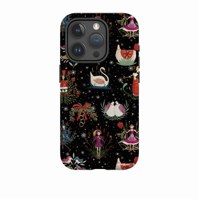 Rugged Pattern Design iPhone Tough Case - Twelve Days Black By Maja Lindberg