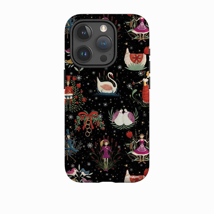Rugged Pattern Design iPhone Tough Case - Twelve Days Black By Maja Lindberg