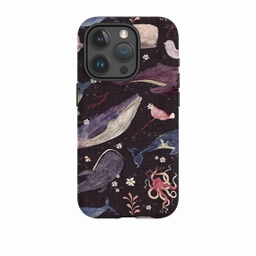 Protective Build Texture Easy Access iPhone Tough Case - Whale Song Grape By Katherine Quinn