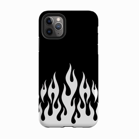 Elegant Layer Texture iPhone Tough Case - White Flames