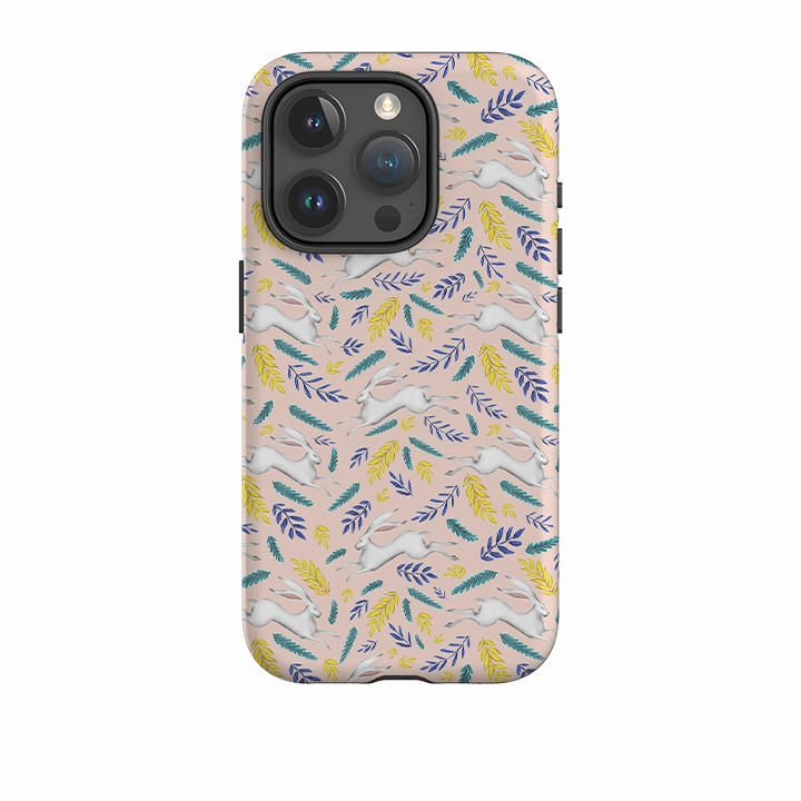 iPhone Tough Case - White Hare Pattern By Catherine Rowe Smooth Finish