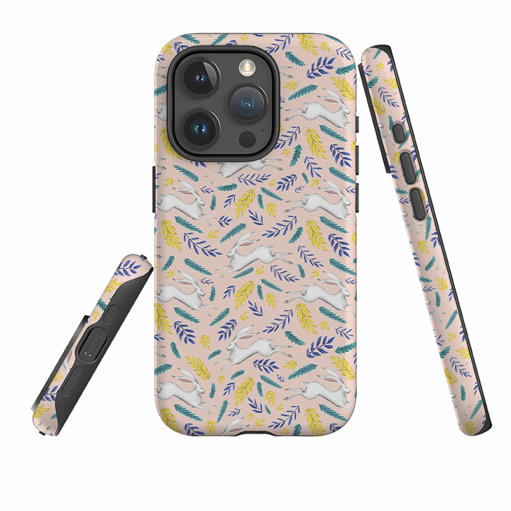 Everyday Comfort Luxury Shine iPhone Tough Case - White Hare Pattern By Catherine Rowe