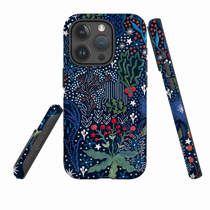 Stylish Layer Texture Durable Accessory iPhone Tough Case - Winter Flowers I By Emma Frances Grant