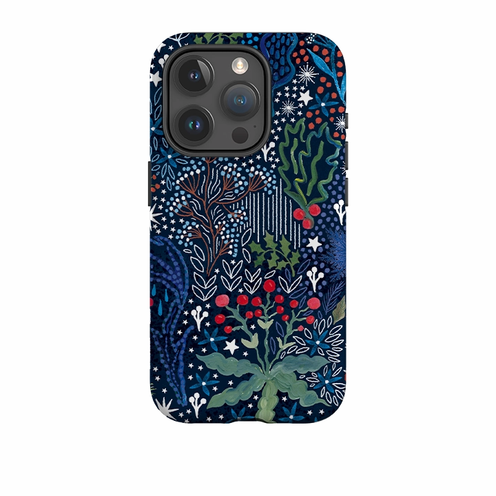 Strong Surface Protective Texture Layer iPhone Tough Case - Winter Flowers I By Emma Frances Grant