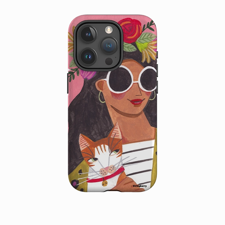 Clean Texture iPhone Tough Case - Woman & Cat By Caroline Bonne Muller