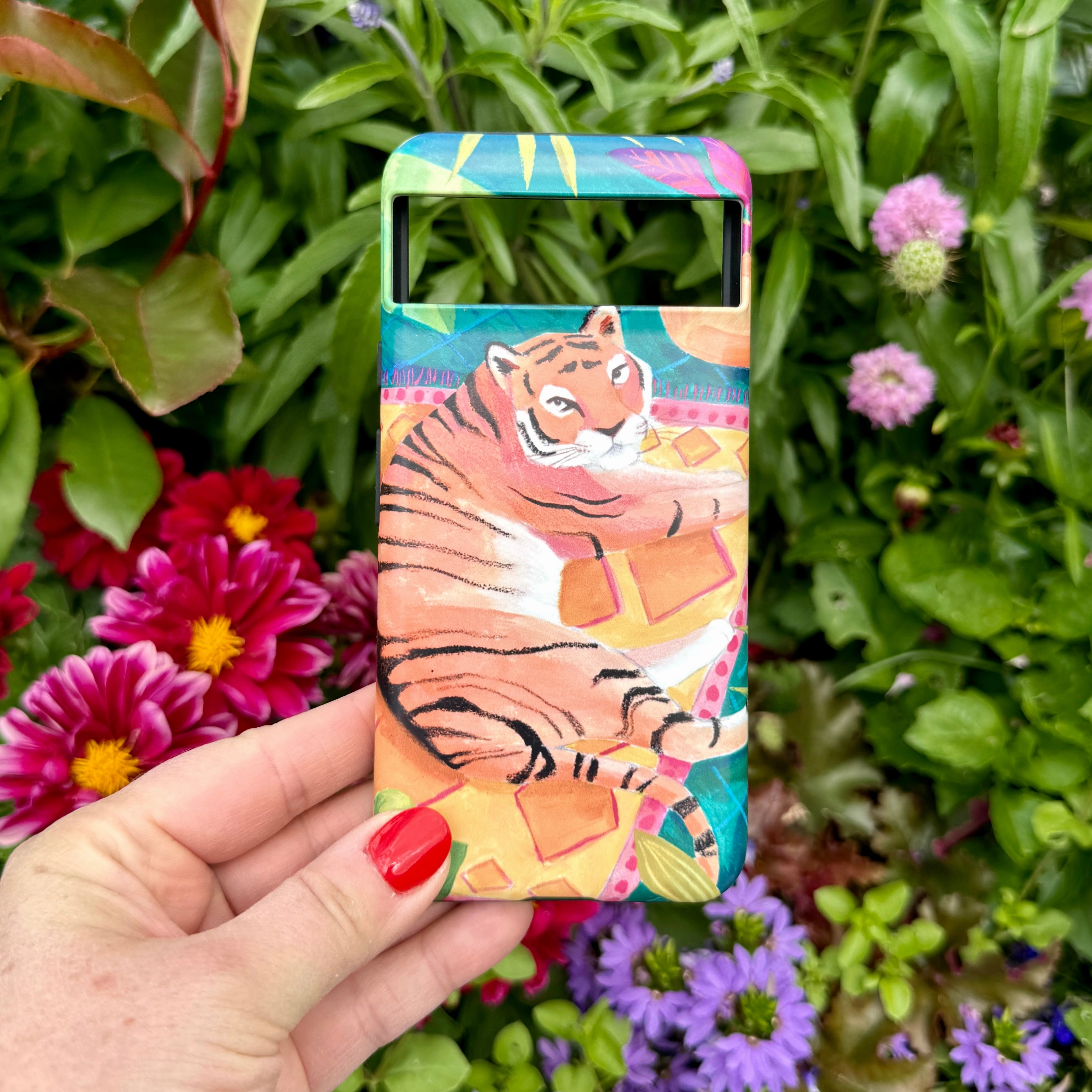 Google Tough Case -  Tiger In Palms By Bex Parkin Waterproof Design Matte Texture Surface