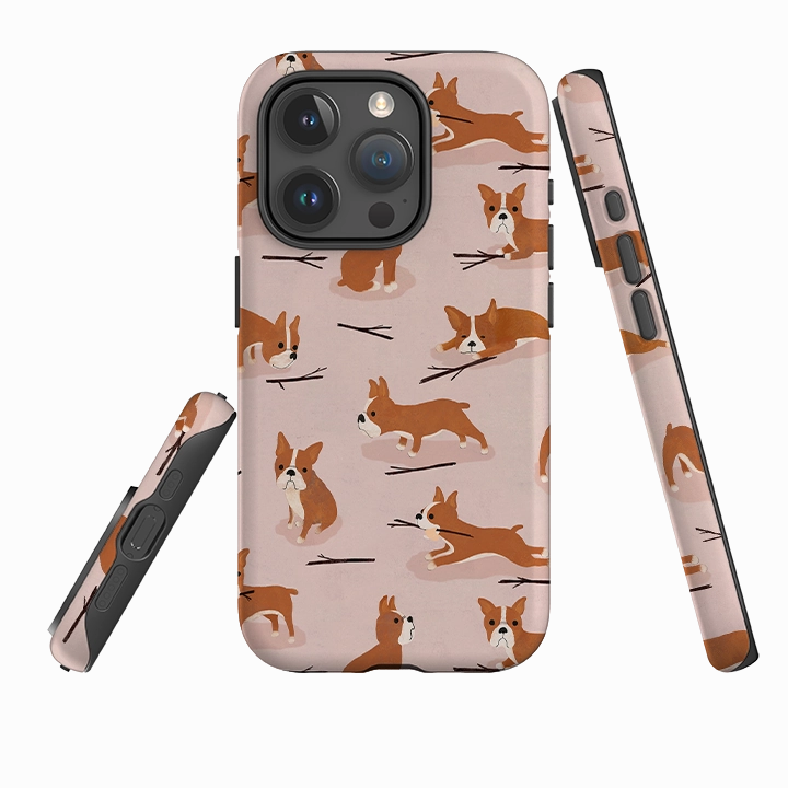 Protective Lining Modern Pattern Style iPhone Tough Case - Boston Terrier By Katherine Quinn