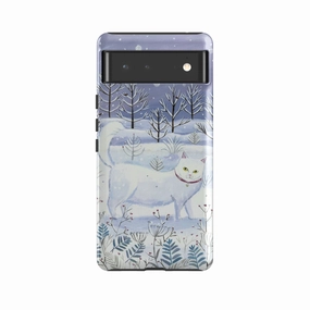 Stylish Layer Google Tough Case -  White Cat By Mary Stubberfield