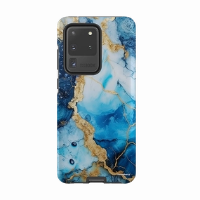 Enhanced grip Minimal Frame Samsung Tough Case - Blue Marbs