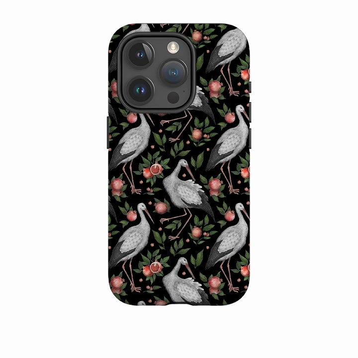 iPhone Tough Case - Stork Pattern By Catherine Rowe Smooth Outline