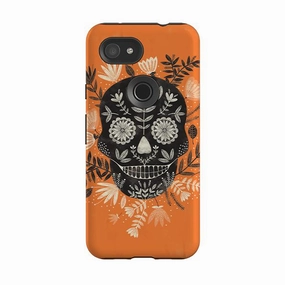Durable Frame Flexible Grip Google Tough Case -  Sugar Skull Orange By Jade Mosinski