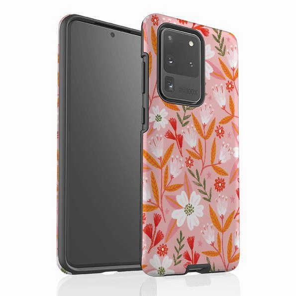 Samsung Tough Case - Pink And Orange Florals By Lee Foster Wilson Protective Pattern