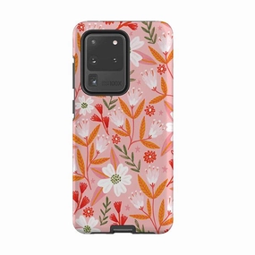 Samsung Tough Case - Pink And Orange Florals By Lee Foster Wilson Frosted surface Refined Form