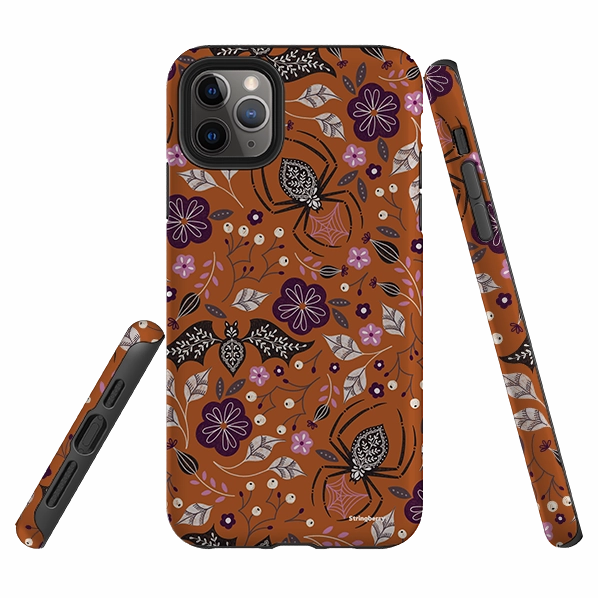 Minimal Cover Vibrant Finish iPhone Tough Case - SpiderBat Orange By Jenny Zemanek