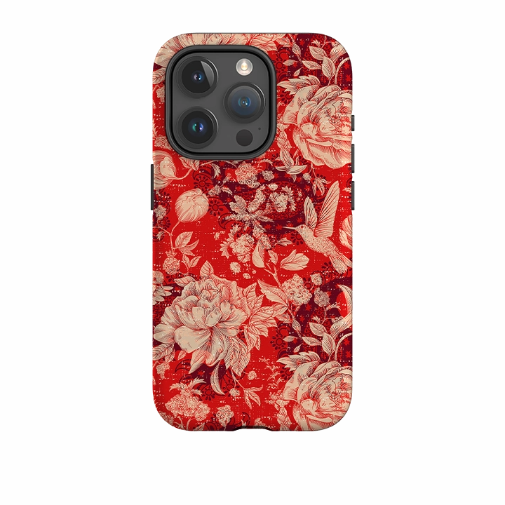 iPhone Tough Case - Red Peonies Matte Protection