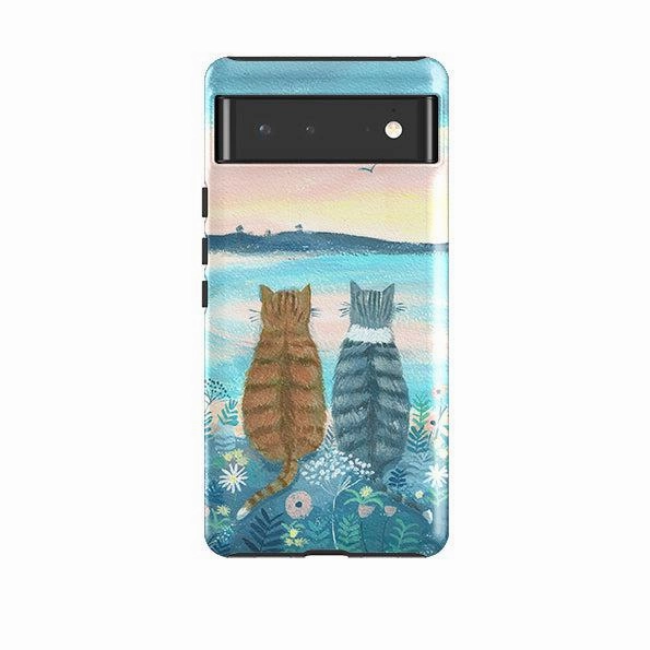 Stylish Form Hybrid Edge Finish Google Tough Case -  Sunset Cats 2 By Mary Stubberfield