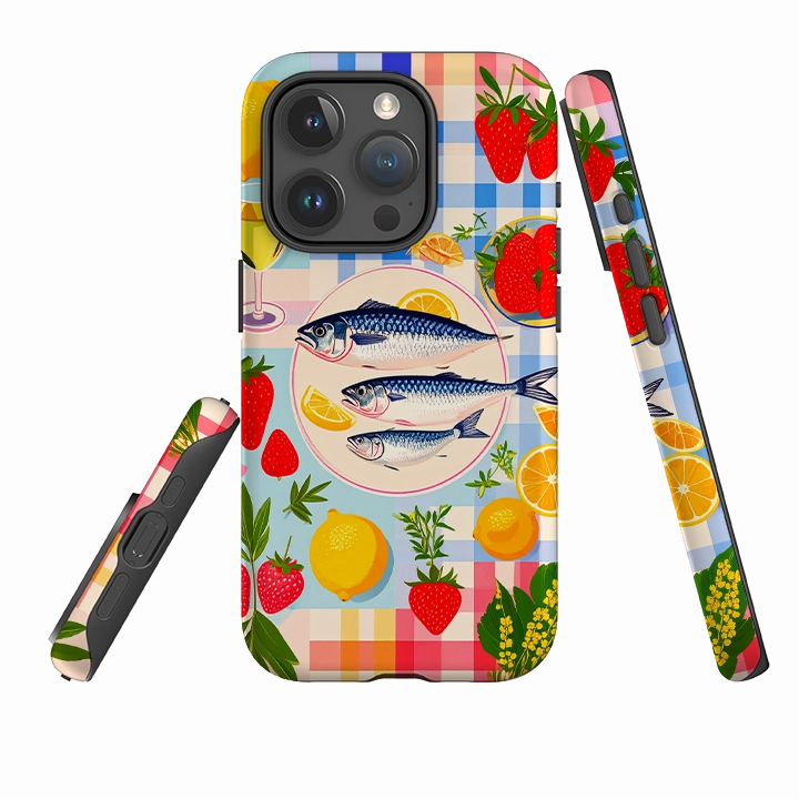 Protective Layering Enhanced grip iPhone Tough Case - Sardine Festival