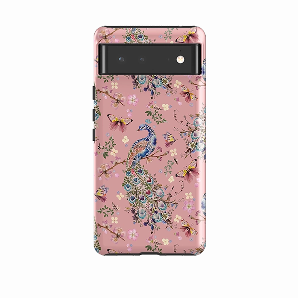 High Quality Modern Pattern Style Google Tough Case -  Peacock and Cherry Blossoms Lupine By Helen Ahpornsiri