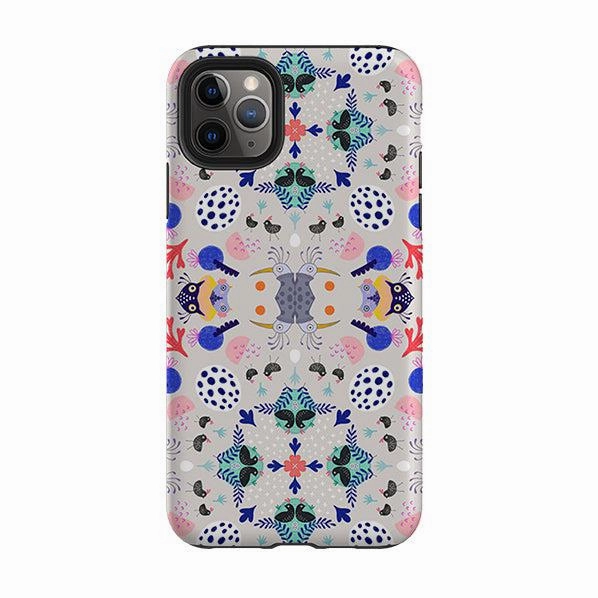 Hybrid Finish Durable Shape iPhone Tough Case - Crazy Bird Pattern By Mia Underwood