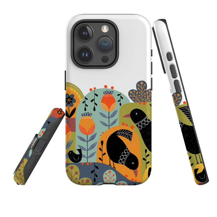 iPhone Tough Case - Folky Birds IV By Suzy Taylor Elegant Surface