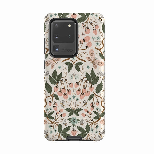 Strong Shell Samsung Tough Case - Bugs And Berries Pattern By Meghann Rader