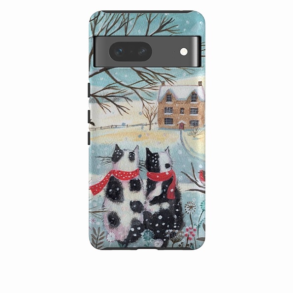 Hard Shell Hybrid Edge Finish Google Tough Case - Christmas Cats By Mary Stubberfield