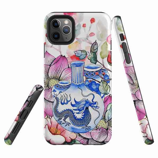 TPU Material iPhone Tough Case - Dragon Vase