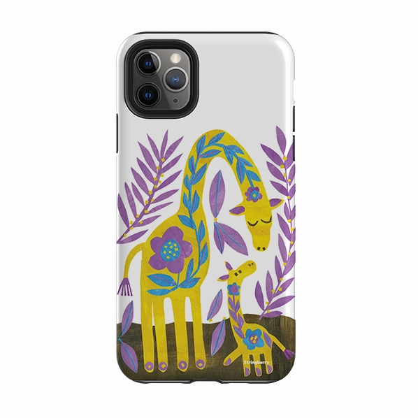 Stylish Detail Layer Unisex Design iPhone Tough Case - Folk Giraffes By Tracey English