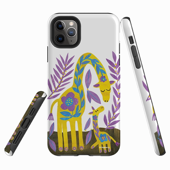 Enhanced grip iPhone Tough Case - Folk Giraffes By Tracey English